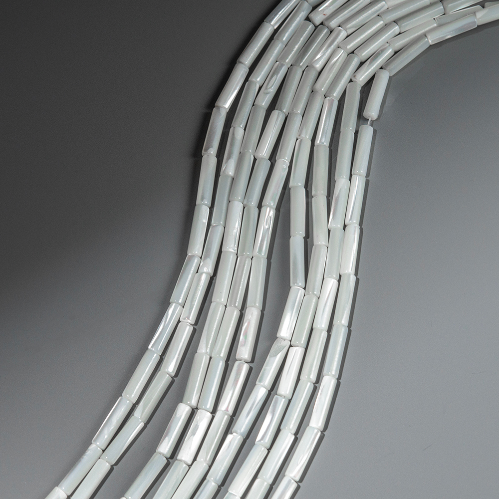 Перламутр морских ракушек, оттенок "Белый", трубочки 4*14мм