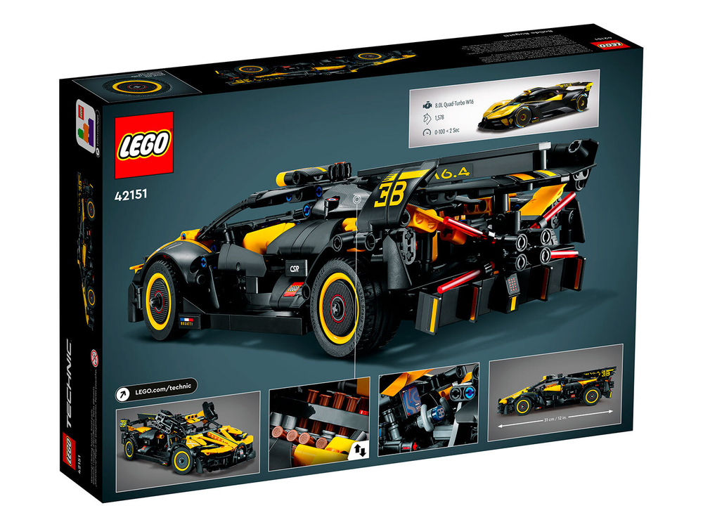 LEGO Technic 42151 «Болид Bugatti» — скоростной спорткар с деталями