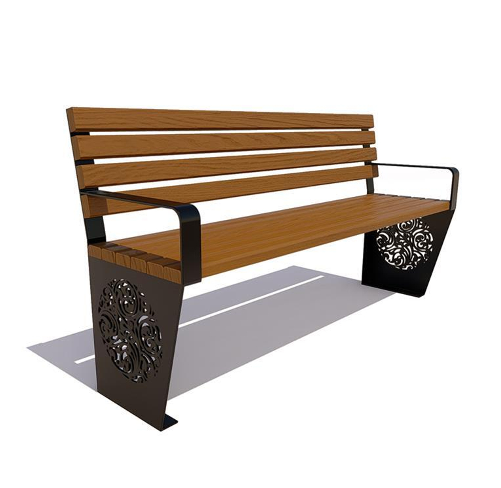 Скамейка стальная "Индия" сосна 2,0м, тик