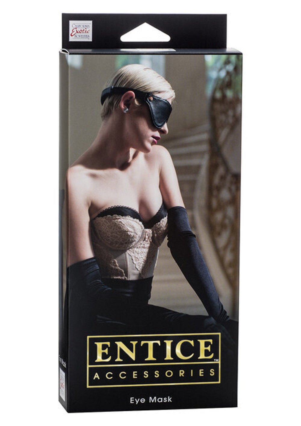 Кожаная маска на глаза Eye Mask с плюшевой подкладкой на липучке (Цвет: черный с золотым)