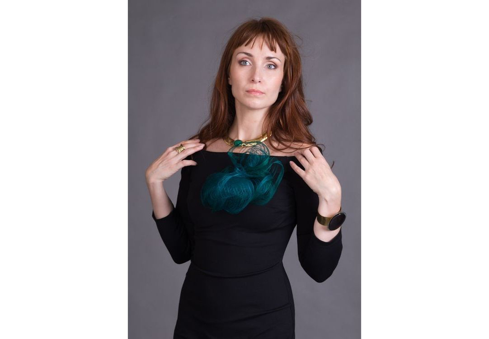 Шарф шелковый Ysabel изумрудный Франция стиль