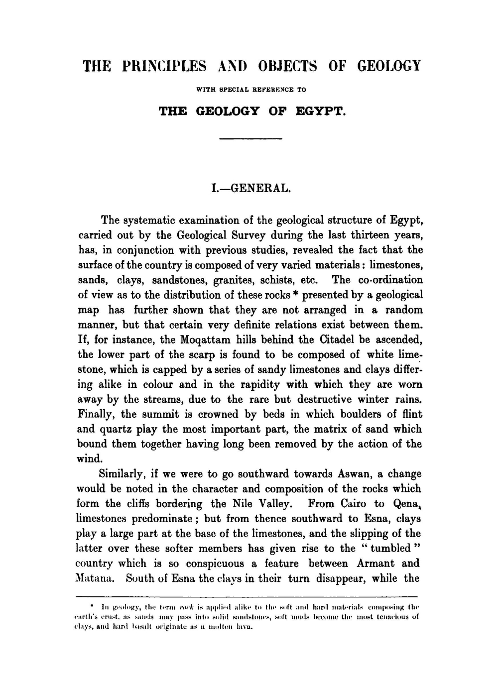 The principles and objects of geology, with special reference to the geology of Egypt | Hume W. F.