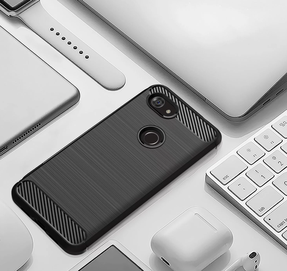 Чехол на Google Pixel 3a цвет Black (черный), серия Carbon от Caseport