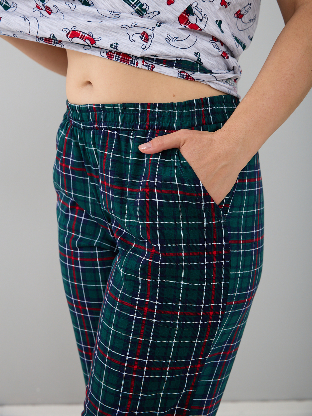 Пижама с брюками КБ-161/собачки-зелклетка