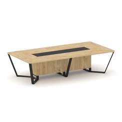 Steel Meet Стол переговорный прямоугольный KMK-PR.B.SP-12 Тиквуд Светлый/Графит Глянец/Металл Черный