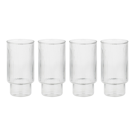 MILLIMI Набор стаканов Астра 400 мл, 4 шт, стекло, рифленый