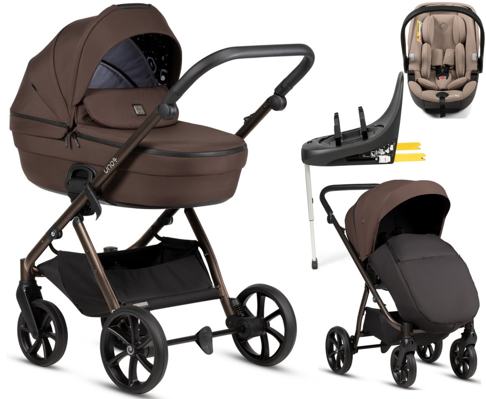 Детская коляска Tutis Uno 6 Plus Essential collection 4 в 1 с автокреслом Beno Beige и базой 1602147 Tiramissu с сумкой