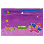 Папка-конверт на кнопке Sahand A4, 220х320 мм, 180 мкм, ассорти, с рисунком, "Единорог"