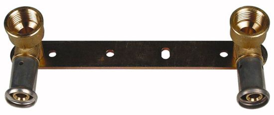 Водорозетка пресс Henco 16х1/2"x16 двойная на планке для металлопластиковых труб (28P-16041604)