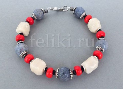 браслет из коралла (б-0868-18)