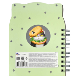 Скетчпад 160х210 мм, 100 л, блок - белый офсет 100 г/м², арт. 61215 ВКУСНЫЙ КОТ /обложка полноцветная печать (4+4), двусторонняя кашировка на гребне, картон переплётный 1,75 мм, глянцевая ламинация,