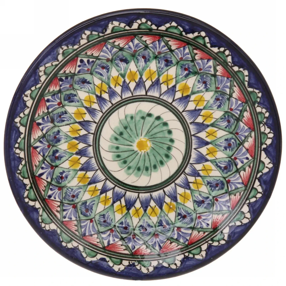 Тарелка плоская 22см синяя Риштанская Керамика