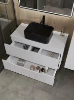 Тумба с раковиной Orange Line 100 Li-100TuwMDF+B02-460MB белый/черный