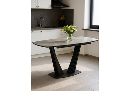 Керамический стол Woodville Вейл 140(180)х80 larka grey, черный