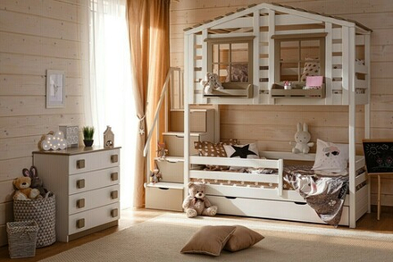арт. 8267 Кровать 2-яр. - домик №21 (лестница-комод в комплекте)