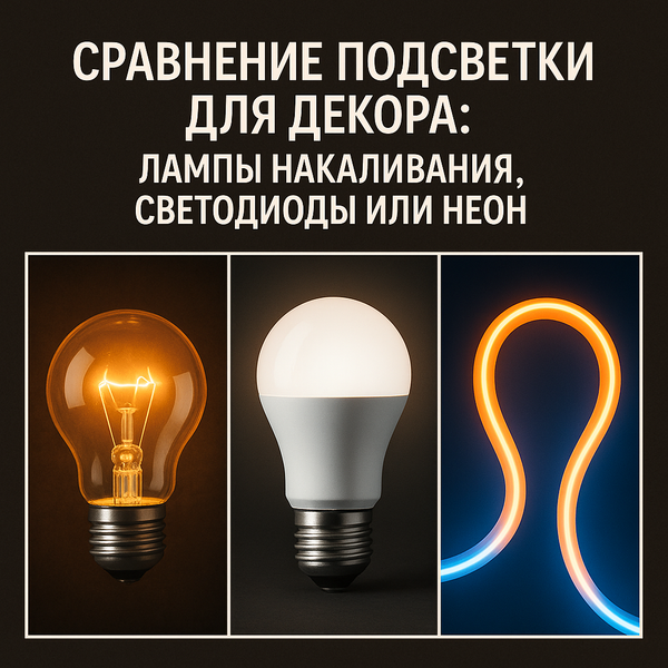 Сравнение подсветки для декора: лампы накаливания, светодиоды или неон?