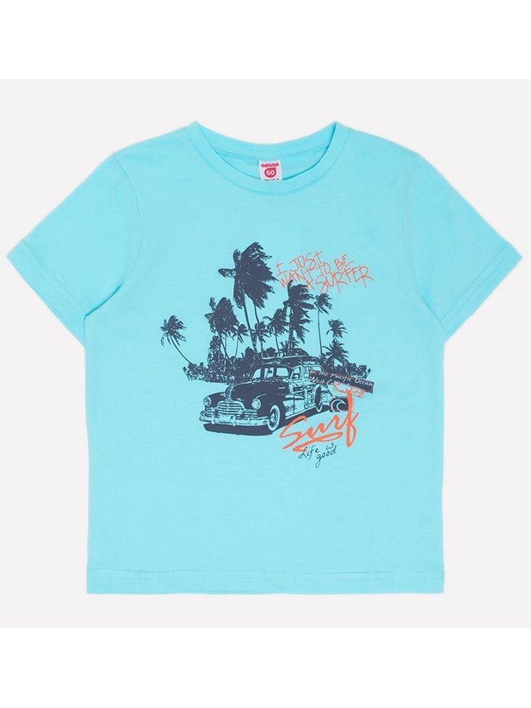 Летняя футболка с принтом Crockid, цвет светлая аква