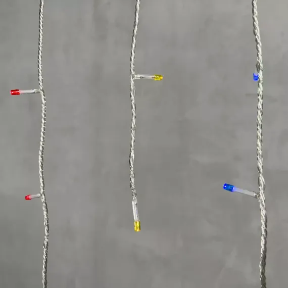 Светодиодная бахрома 3*0.5 м., 3 батарейки типа D 4.5V, 100 разноцветных LED ламп , прозрачный силикон, LTC (ECC100-10-8M)