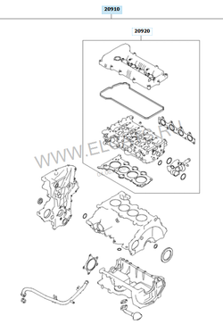 Комплект прокладок ГБЦ двигателя для Hyundai, Kia / G4FC 1.6 и G4FA 1.4 / RVLT-209102BG02