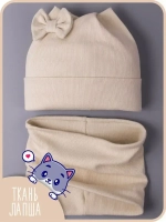 Шапка для девочки с ушками осенняя и снуд