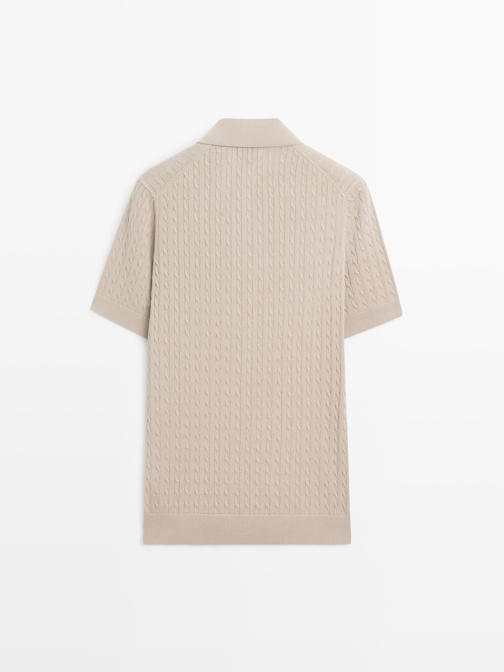 Massimo Dutti Поло из 100% хлопка с узором «косы», бежевый