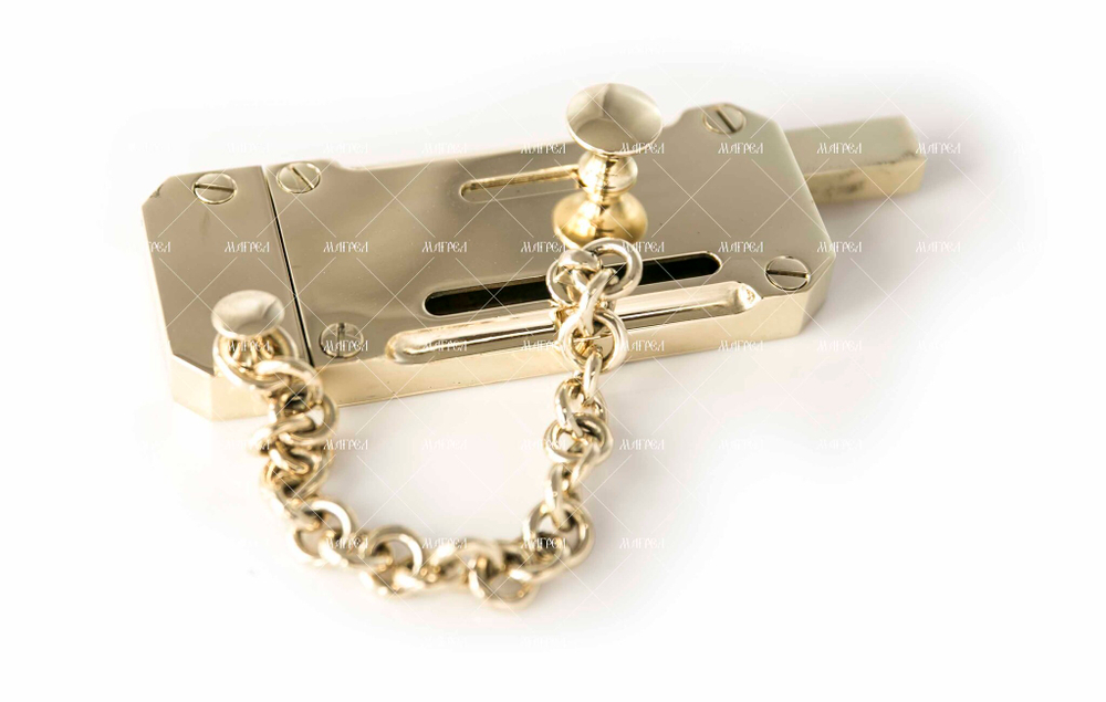 Засов латунный с ограничительной цепью