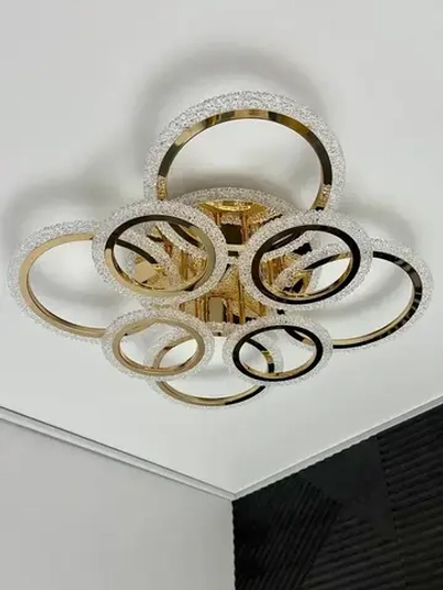 Люстра потолочная светодиодная с пультом, золотая, светильник