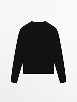 Massimo Dutti Свитер из смесовой шерсти с V-образным вырезом, черный