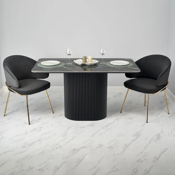 Стул Lime, черный микровелюр с золотыми ножками