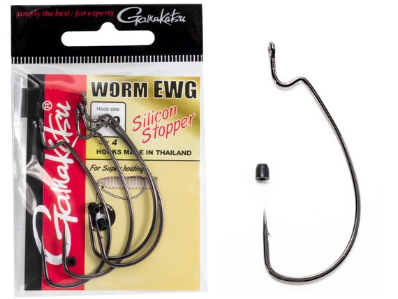 Крючки офсетные Gamakatsu WORM EWG HOOKS SIL STOPPER BLACK разм. 5/0 4шт.