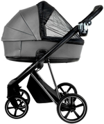Детская коляска Roan Sol Vintage Luxury Leather 2.0 3 в 1 с автокреслом Pituso Baesa Pro Black,Beige Canopy VEGA88DB Glacier Gray/Nickel/руч.Black
