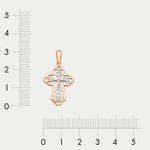 Крест женский православный из комбинированного золота 585 пробы без вставок (арт. 080425)