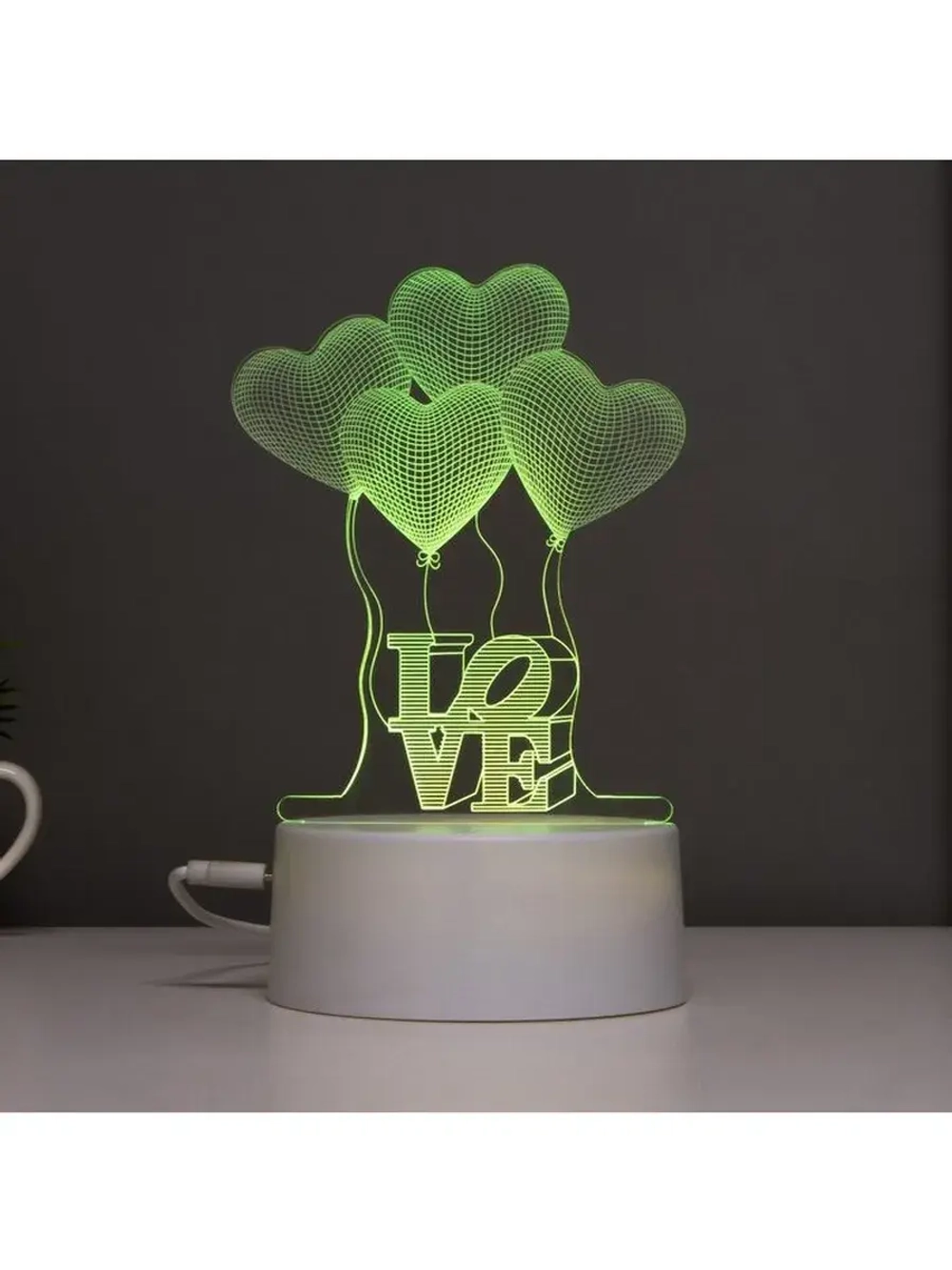 Светильник сенсорный «Четыре сердца» LED 7 цветов USB/от бат