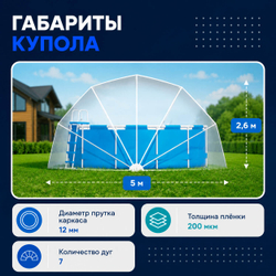 Наземный купол для бассейна ø 5 м