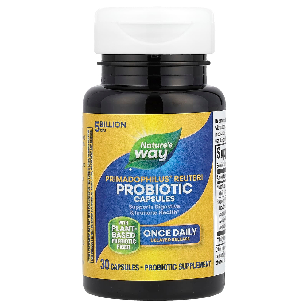 Nature's Way, Primadophilus® Reuteri, пробиотик, 5 млрд КОЕ, 30 капсул
