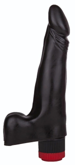 Чёрный вибромассажер-реалистик - 17,8 см. (Цвет: черный)