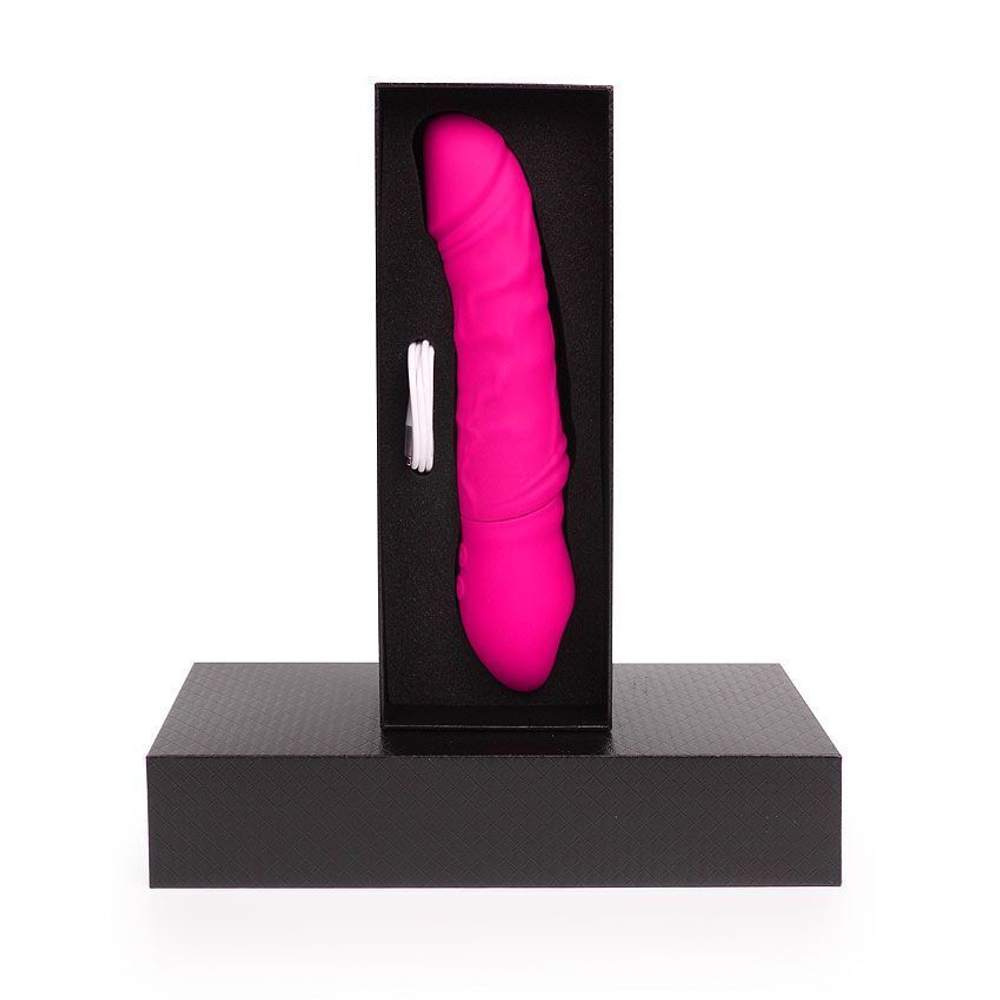 Ярко-розовый вибратор-ротатор KING - 22,6 см. (Цвет: ярко-розовый)