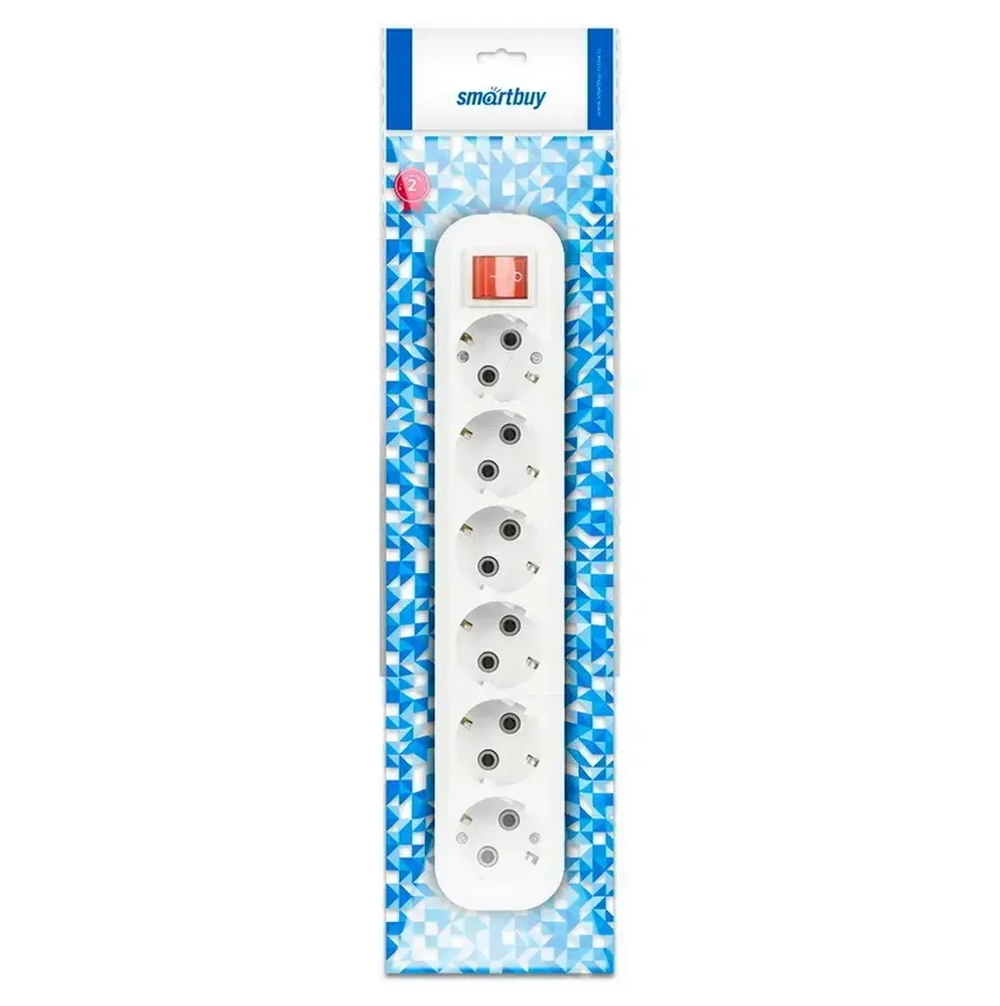 Колодка Smartbuy, 6 гнезд 16А/3,5кВт c выключателем и заземлением (SBE-16-6-00-ZS)