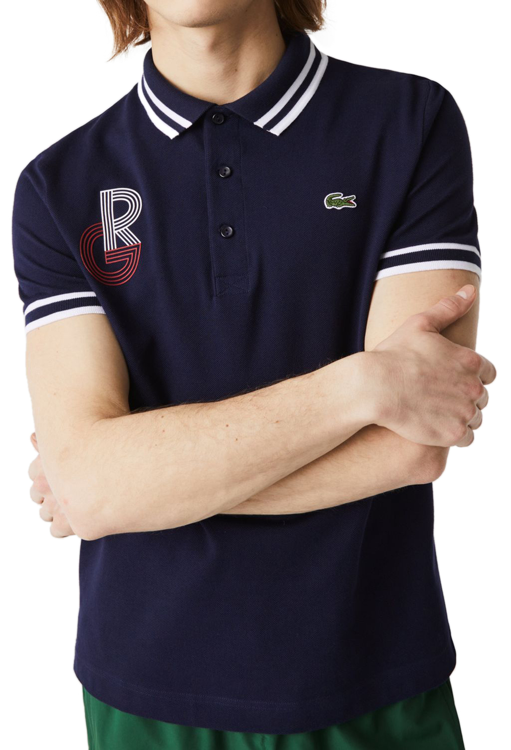 Теннисное поло Lacoste Men's SPORT Roland Garros Edition Piqu_ - navy blue/white/red