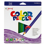 Карандаши цветные Yalong 24 цв., "Море красок" деревянные, трехгранные, заточенные, грифель 3.0 мм, картон. уп., европодвес