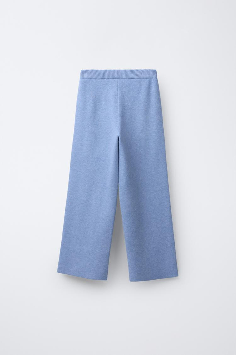 ZARA ТРИКОТАЖНЫЕ БРЮКИ WIDE LEG, ЛИНЯЛЫЙ СИНИЙ