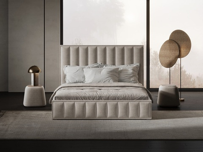 Кровать Эмили в бежевом велюре-букле 180