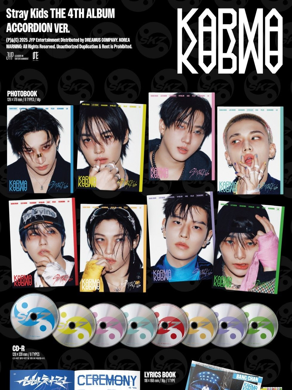 Альбом STRAY KIDS - KARMA 4th Album ACCORDION 8 Version SET
