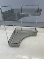 Полка для ванны угловая тройная «Фреш»серая 25,7х44,5х25,7см