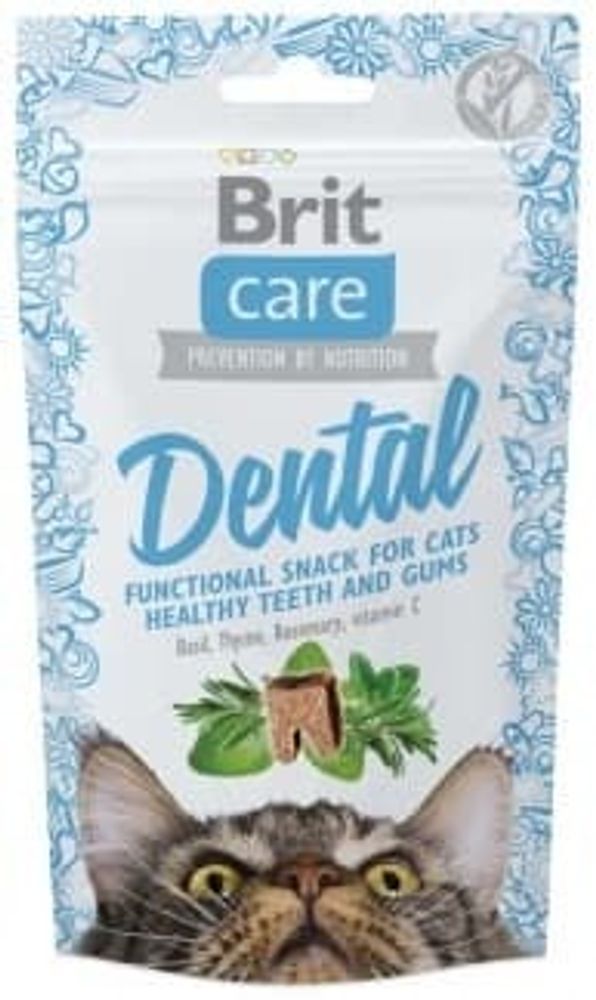 Брит Care лакомство для кошек Dental для очистки зубов, 50 г