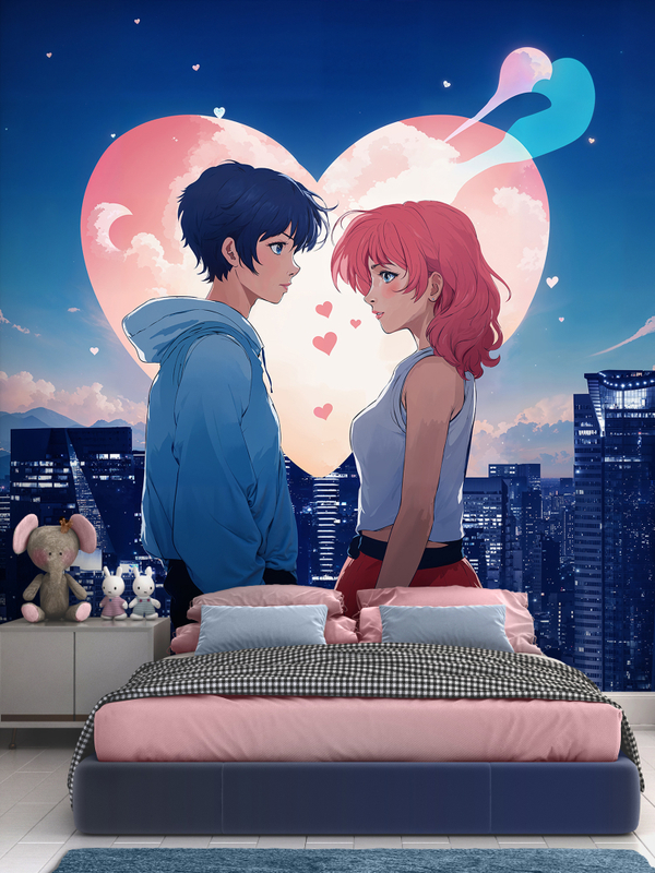 Фотообои подростковые ночной город и аниме