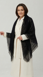 Оренбургский пуховый платок-паутинка А150-07 чёрный