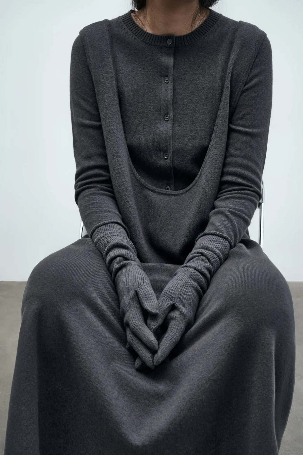 Удлиненные перчатки из шерсти мериноса