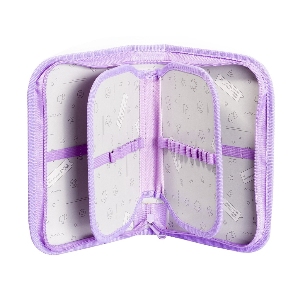 Пенал 1 отделение 2 откидные планки Alingar, лам. картон, молния, 140 х 210 мм, "Наушники", оранжево-красный (бирюзовые наушники)