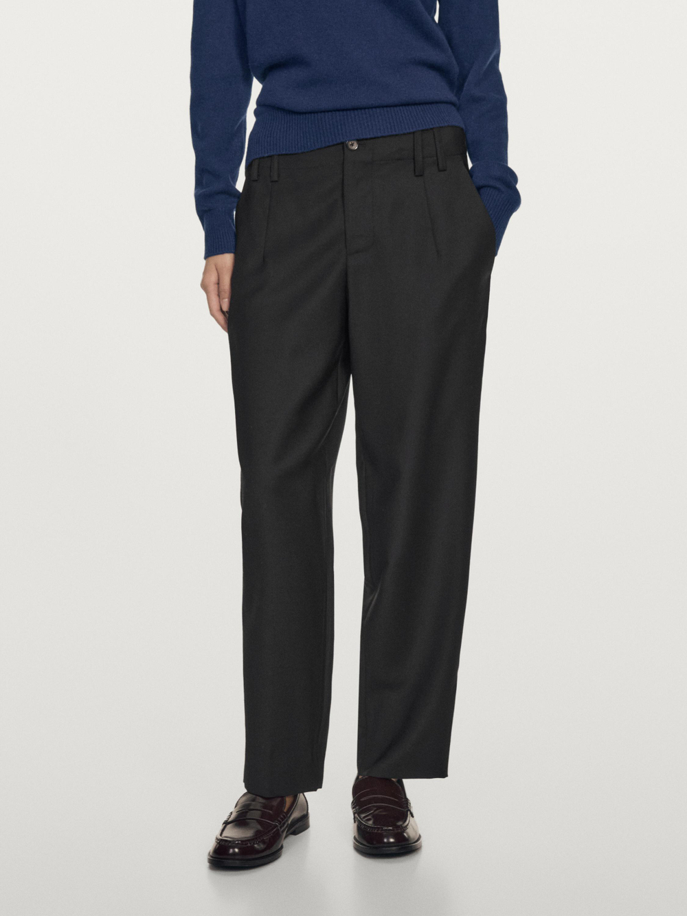 Massimo Dutti Брюки Boyfriend из 100% шерсти, черный